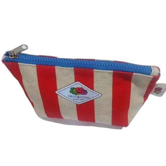 Fruit of the Loom Red, Beige & Blue Pouch 8x4.5-inch - Women Fashion Accessories - Picture 1 of 9